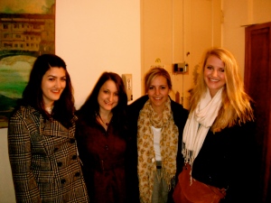 Carly, Montana, me, and Cassie--my new rommies and I on our first day in Firenze
